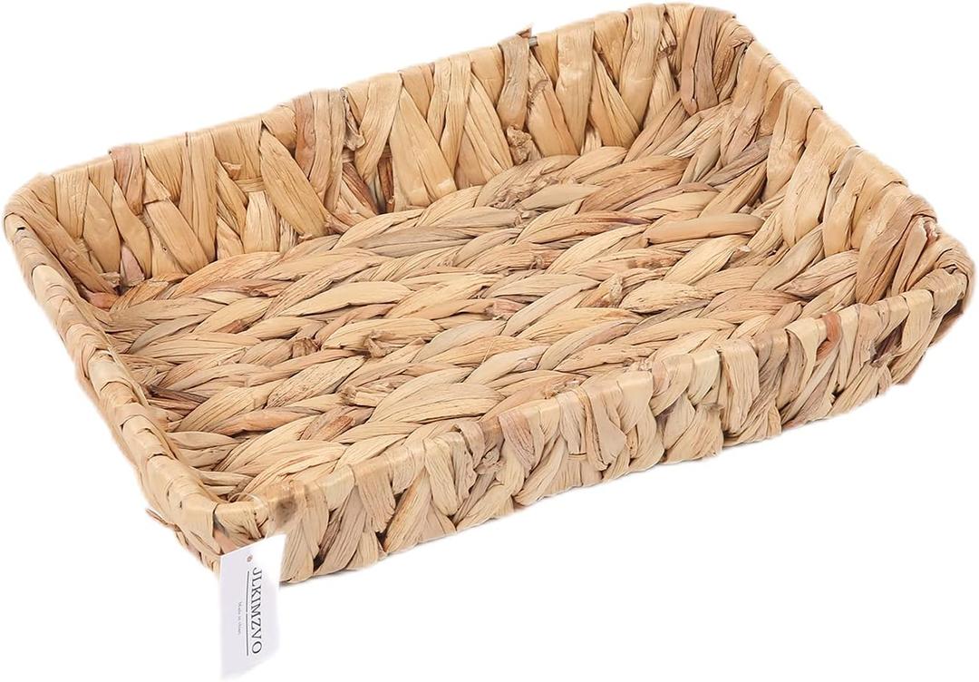 Hand-Woven Large Storage Baskets, Water Hyacinth Wicker Baskets for Organizing,Woven Baskets, Organizer, Natural Container13.38 x 9.5 x 2.75