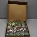 Sggvecsy Green Eucalyptus Wreath with Welcome Sign 20in Artificial Spring Summer White Berries for Front Door Wall Window Festival Farmhouse Porch Patio Garden Decor, White,green (20 inches, 1 Pcs)