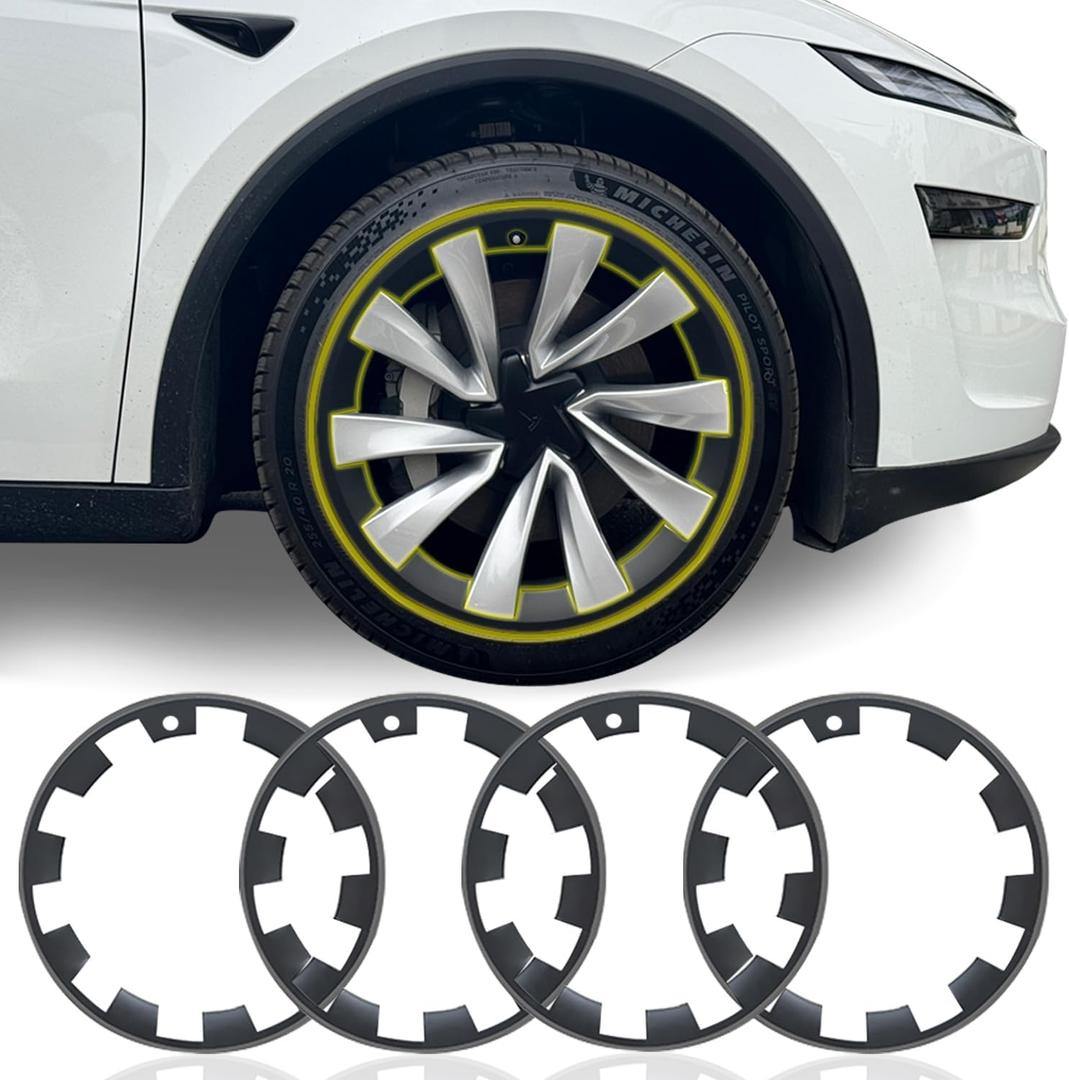 2025 2026 New Rim Protector for Tesla Model Y Juniper 20inch,Cover Curb Rash Wheel Rim Scratch,ABS Rim Guard Covers 4Pcs for Tesla Model Y Exterior Accessories Black