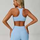 ABOCIW Workout Sets for Women V Neck Racerback Sports Bra High Waist Biker Shorts 2 Piece Gym Yoga Pilates Outfits Sky Blue Small