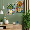 Framed Set of 2 Fashion Modern Graffiti Wall Art Colorful Street Art Canvas Painting - Perfume Bottle Posters Banksy Colorful Print Pop Art Pictures Wall Decor 16"*24"*2