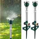 2 Pcs Garden Lawn Sprinkler for Yard, Above Ground Tall Metal Water Sprinkler System Brass Impact with Heavy Duty Spike Base for Large Area(Green)