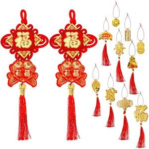 Eorbow 12 Pcs Chinese Knots, New Year Decoration Fu Character 3D Twin Fish Charm Tassel, Chinese Knotting Pendant Cord for Spring Festival Lunar Year Snake, Lucky Felt Hanging Ornament for Home Office Eorbow 12 Pcs Chinese Knots, New Year Decoration Fu Character 3D Twin Fish Charm Tassel, Chinese Knotting Pendant Cord for Spring Festival Lunar Year Snake, Lucky Felt Hanging Ornament for Home Office