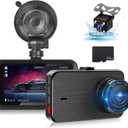Dash Cam Front and Rear - 3 inch IPS Screen 1080P Full HD DVR Dash Camera for Cars with 64G SD Card - 150°Wide Angle Car Dashboard Cam - Night Vision, G-Sensor, Parking Monitor