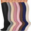 Copper Compression Socks 15-20 mmHg for Men & Women 8 Pairs  Circulation Support for Nurses, Travel, Running, Hiking, Soccer (Large-X-Large, A02- Multicoloured 01)