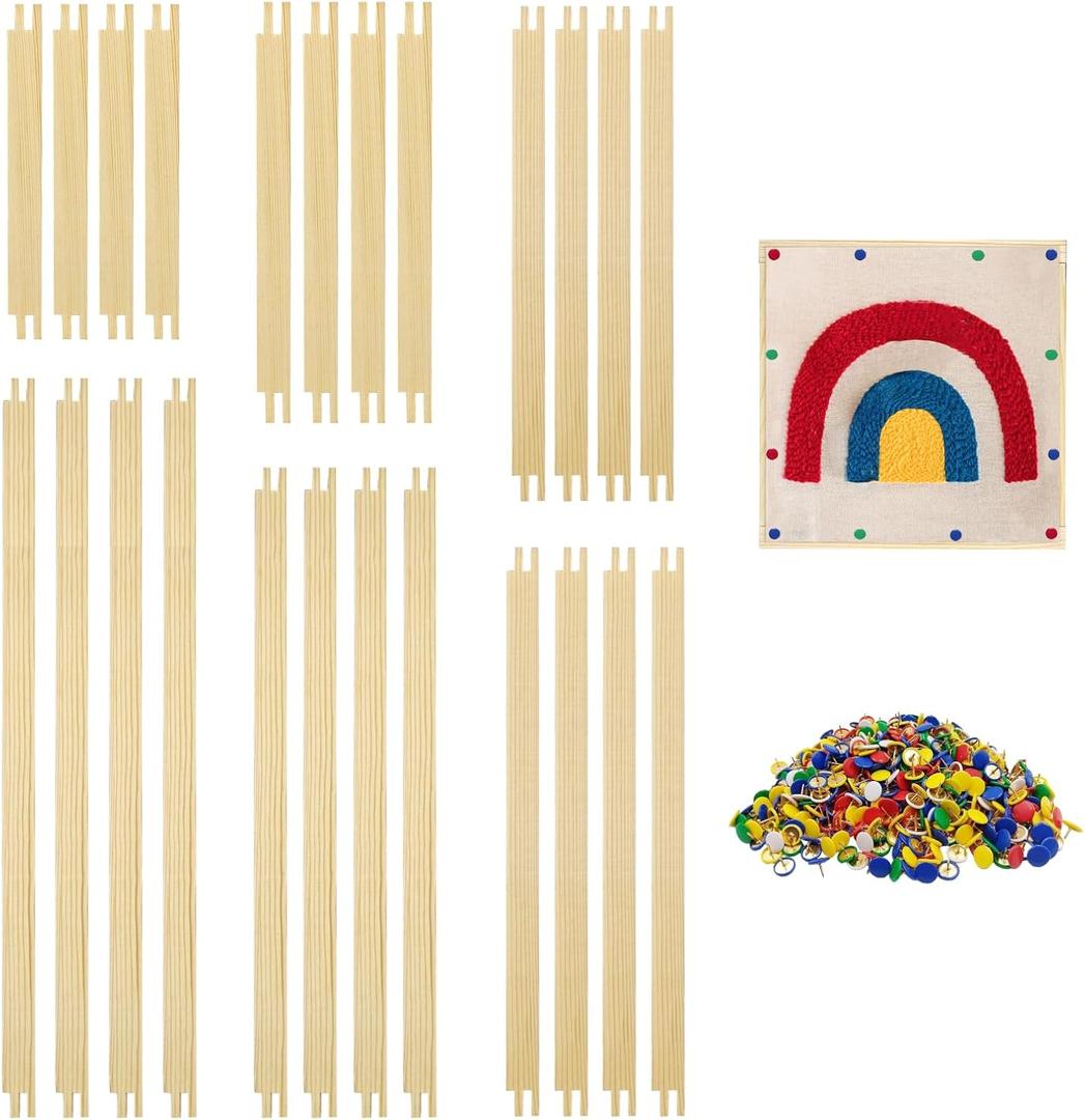 12 Sets Stretcher Bars for Needlework with 100 Tacks,6 Sizes 24Pcs Wooden Canvas Splicing Stretcher Bars Needlepoint Embroidery Stitch Frame Set for Crafts Art Supplies for Women's Birthday Gift