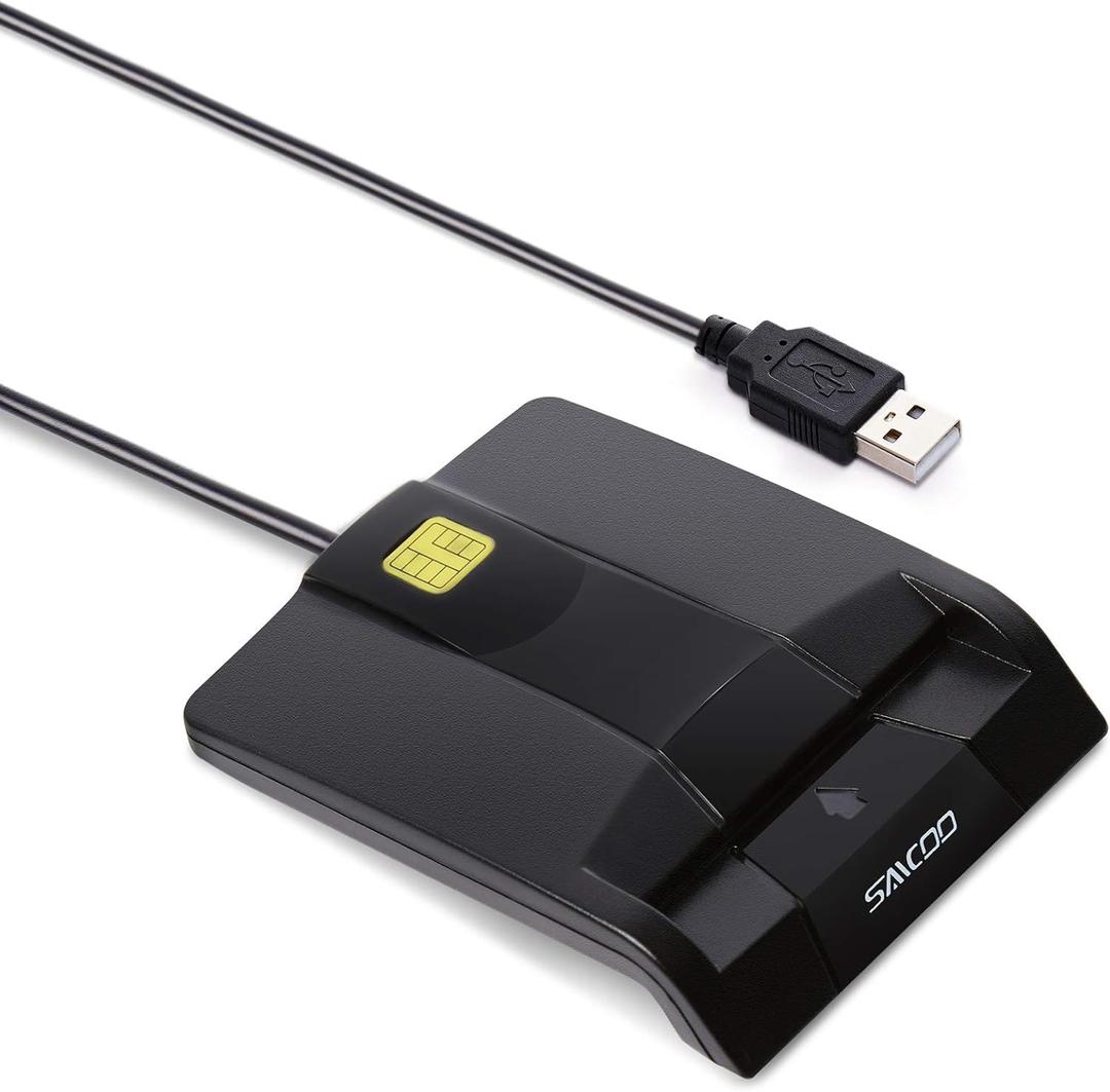 SAICOO Smart Card Reader DOD Military USB Common Access CAC Card Reader, Compatible with Mac OS, Win (Horizontal Version)