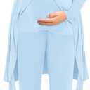 SWOMOG Maternity Nursing Robe Set 3 PCS Postpartum Breastfeeding Pajamas Hospital Pregnancy Pjs Double Layer Lounge Set (Medium, Baby Blue)