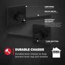 Kwikset Casey Entry Door Handle with Lock and Key, Secure Keyed Reversible Lever Exterior, For Front Entrance and Bedrooms, Matte Black , Pick Resistant Smartkey Rekey Security and Microban