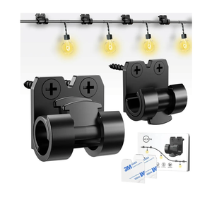 VEXON Hooks for Outdoor String Lights Clips: 25pcs Christmas Light Clips with Waterproof Adhesive for Hanging Balcony Lights - Outside Black String Light Hooks - Decor Garland Hanger - Cable Holders