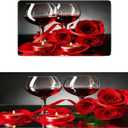 Red Kitchen Rugs and Mats Set of 2 Red Wine Rose Cushioned Anti Fatigue Kitchen Rugs Set Non-Skid Washable Kitchen Floor Mats Runner Rug for Kitchen Sink Laundry (Red)