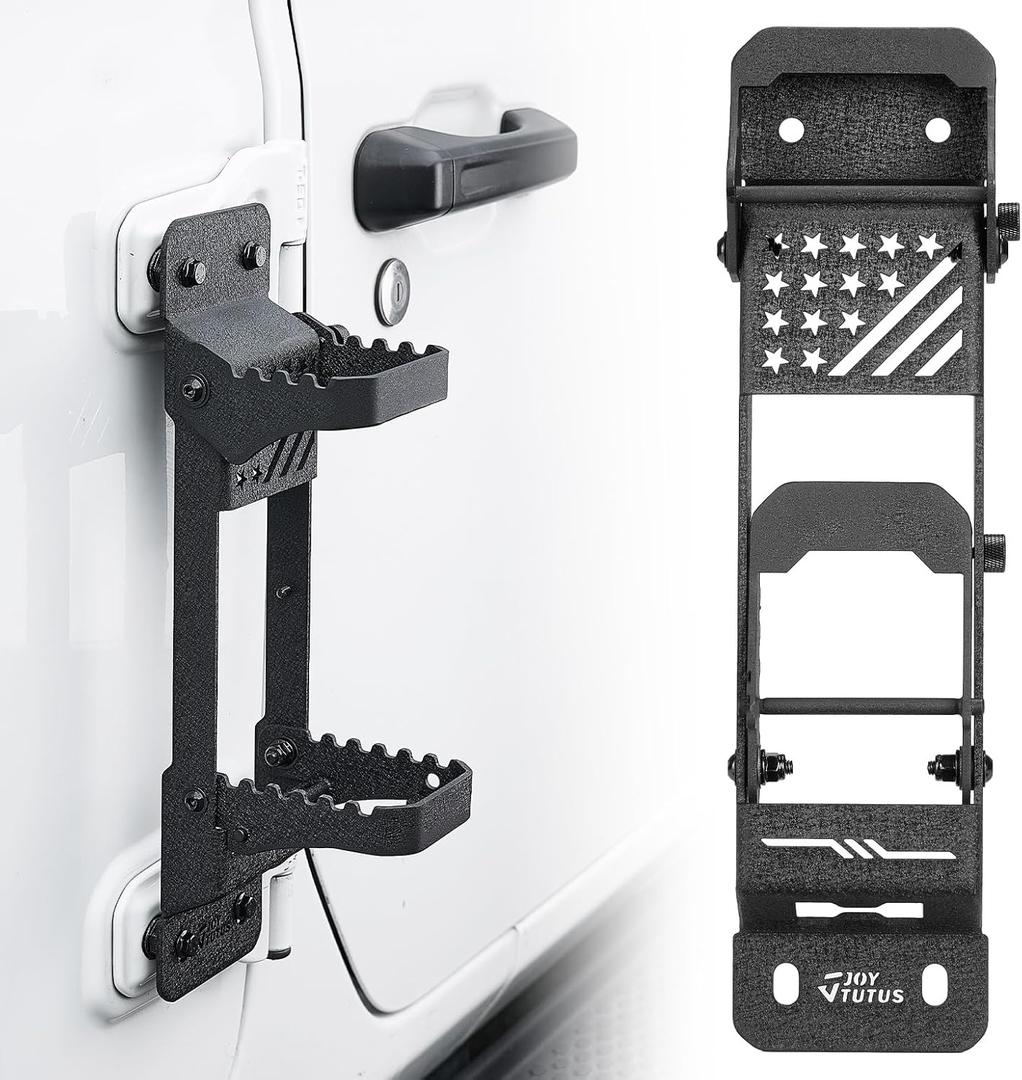 JOYTUTUS Door Hinge Foot Step for 2007-2025 Wrangler JK JL & Gladiator JT, Anti-Slip Folding Foot Pedal, 1 Pack