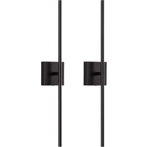 KDG Cordless Wall Sconces Set of 2, Wireless 5200mAh Rechargeable Battery Operated LED Wall Lamps with Remote, 360 Rotate Lightings for Wall Painting, Bedroom, Hallway, Night Light 23.6 inch (Black)