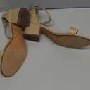 Amazon Essentials Women's Two Strap Heeled Sandal, Beige Faux Leather, 8