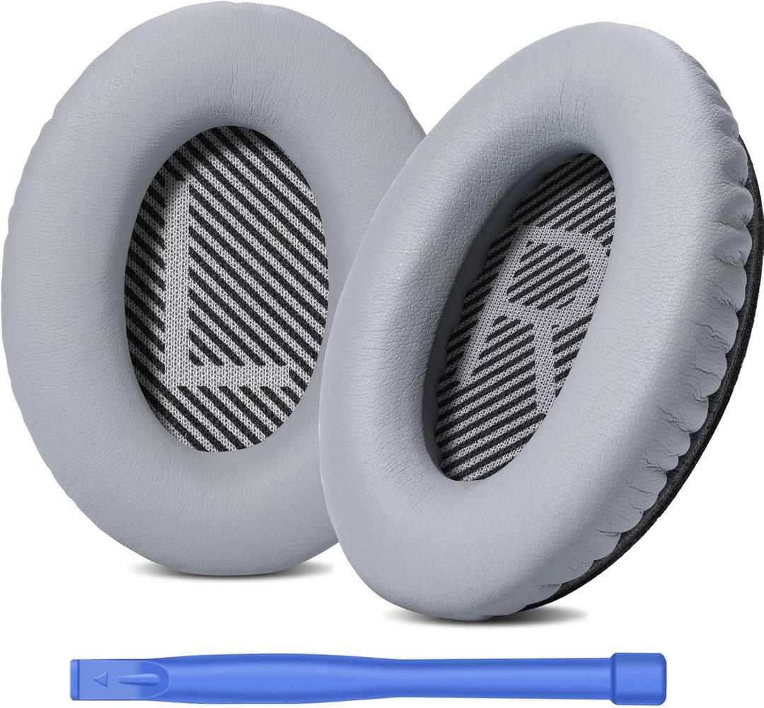 Headphones Replacement Ear Pads for Bose QuietComfort 35 QC35 & QC35 II Premium Memory Foam, Soft Protein Leather, Enhanced Noise Isolation, Easy Install, Comfortable & Durable (Silver)