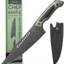 8 Inch Professional Chef Knife with Leather Sheath, Ultra Sharp Kitchen Knife with G10 Handle,Full Tang, Gyuto Style for Home Cooking and Outdoor BBQ, Knives for Men Him Husband