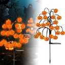 Solar Halloween Lights Outdoor Waterproof, Pumpkin Solar Lights for Outside Thankgiving Decor, LED Orange Pumpkin Swaying Lamps for Garden Decor, Yard, Lawn, Party Decorations (Orange-4pc)
