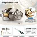 KNOBWELL 5 Pack Passage Door Knobs Brushed Nickel, Round Interior Door Knobs for Closet and Hallway, Satin Nickel Indoor Door Knob Keyless, Silver Door Knob with Lock, Tulip Design