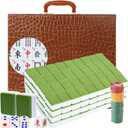Mahjong Set,Chinese Mahjong Game Set with Carrying Travel Case, 1.5'' Large 146 Tiles with Arabic Numerals, 3 Dices, A Wind Indicator, A Set of Chips, Mah Jongg Set