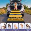 Dog Ramp for Car 71" X 17.6" Extra Long Folding Pet Ramp for Large Dogs up to 250 LBS, Heavy-Duty Aluminum Frame, High-Visibly Yellow Dog Ramps for SUV Truck Cars