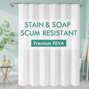 MitoVilla Long Shower Curtain Liner 72 X 78, White 78 inch Long Shower Curtain Liner for Simple Neutral Bathroom, PEVA Heavy Duty Waterproof Bathroom Shower Liner
