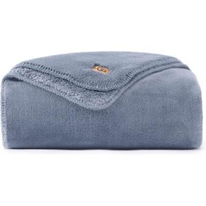 UGG Whitecap Twin Blanket, Soft Cozy Fleece Blanket for Bed, Luxury Fluffy Oversized Throw for Couch, Washable Twin XL Bedding, Dorm Essentials, 66" x 90", Denim Blue