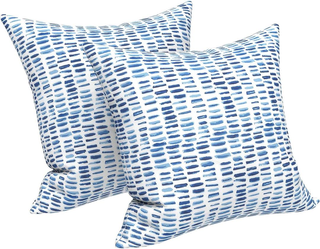 LVTXIII Outdoor Throw Pillows, Decorative Throw Pillows with Inserts, 16"x16" Square Pillows for Bed, Couch, Sofa and Patio Furniture, Set of 2, A Pebble Blue