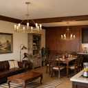 9-Light Dia 32" Gold Wagon Wheel Chandeliers for Dining Room Light Fixture | Farmhouse Chandelier for Living Room Kitchen Island Foyer, Hanging Lighting, Height Adjustable, Inclinable Installation, D32'' 9-Light