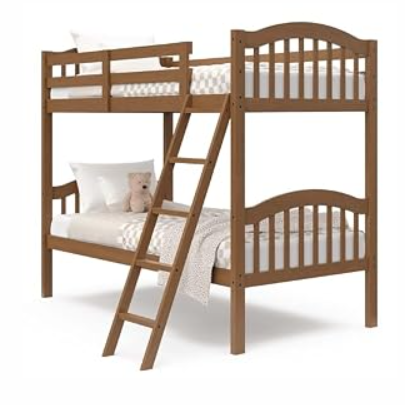 Storkcraft Long Horn Twin-Over-Twin Bunk Bed, Hazelnut GREENGUARD Gold Certified, Converts to 2 Individual Twin Beds, Wood Bunk Bed for Kids Bedroom, No Box Spring Required  (41.97x79.13x64.48 Inch (Pack of 1))
