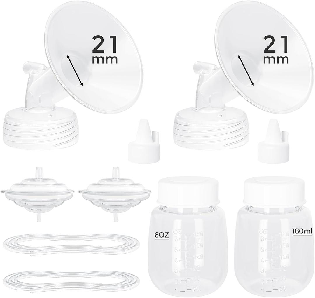 Paruu Pump Parts Compatible with Spectra S1/S2/9 Plus, Not Original Accessories, Full Set Replacements Include 21mm Flanges, Valves, Backflow Protectors (Duckbills Included), Tubings and Bottles