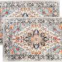 2 Pcs Area Rugs 18" x 30" Washable Non Slip Retro Floor Mat Area Rug Absorbent Entrance Rug Distressed Front Door Mat,Welcome Mats Entryway Rug Doormats for Kitchen (Orange)