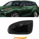 Left Driver Side Replacement Mirror Cover Compatible with Toyota Highlander 2020 2021 2022 2023 2024 2025 Side Rearview Mirror Cap Cover With Turn Signal Light (Glossy Black)