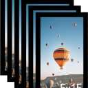 5x15 Black Picture Frame Set of 6, Horizontal and Vertical Formats for Wall Hanging, 5 x 15 Wall Gallery Poster Photo Frames with Shatter Resistant Plexiglass, 6 Pack, Black
