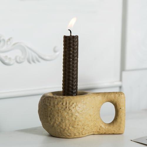 Kendiis Candle Holder Ceramic Candlestick Holder, Candlelight Stand for Spell Candles, Taper Candles, and Incense, Halloween Christmas Dining Room Home Decoration Display