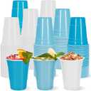 Whaline 60Pcs Colored Plastic Cups 16oz Blue White Plastic Cup 3 Colors Disposable Cup for Bride Baby Shower Birthday Winter Party Supplies