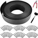 Landscape Edging Kit, Include 4 Inch High 120 Feet Length Terrace Board, 60 Durable Spikes, Edging Pruning Shear, Rubber Mallet Hammer, Black