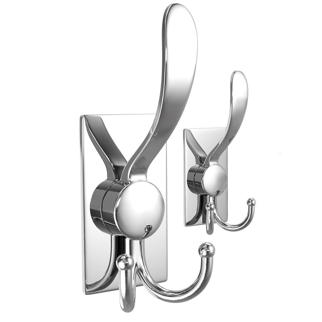 PMMASTO Self-Adhesive Stainless Steel Hooks, Polished Silver, 2 Pack