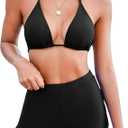 Boyshorts Swimsuits for Women-High Waisted Bikini Set 2 Piece Tummy Control Bathing Suit Triangle Top Shorts Bottom
Size Small Black