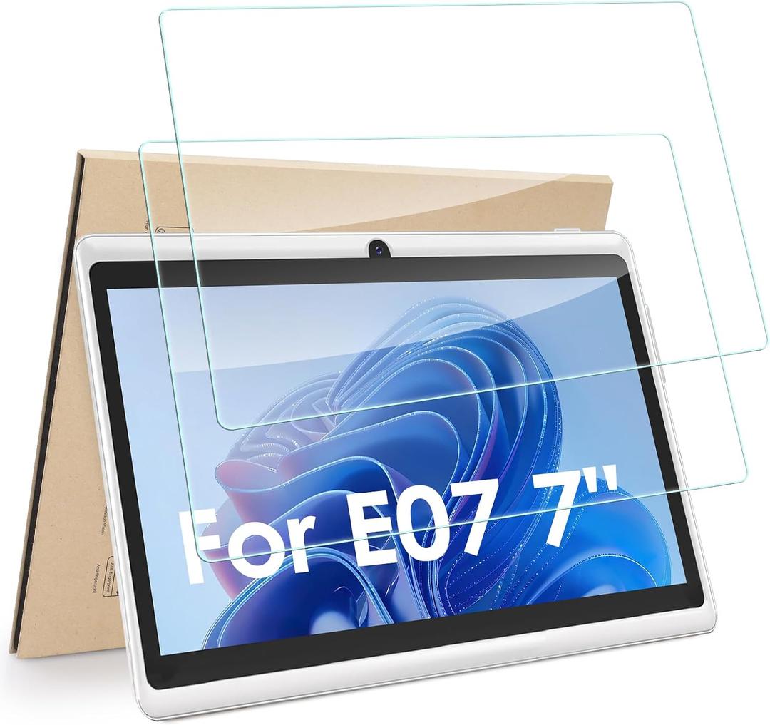 2-Pack Screen Protector Compatible with HNVHNV E07/Pritom K7 7"/ HOTTABLET HOTQ8/ PEICHENG Q8/ Contixo V8 V9 7" Tablet, Tempered Glass [HD Clarity] [9 Hardness] [Anti-Scratch] [Easy Installation]