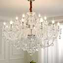 Clear Crystal Chandelier, K9 Crystal 18 Lights, E12 Bulbs, Modern Ceiling Lamp for Living Room, Bedroom, Dining Room, UL-Listed, Easy to Install (18-Light)