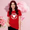 MAIHUN Valentines Day Shirt Love More Worry Less Shirts Women Happy Smile Face Tshirt Short Sleeve Casual Tee Tops (Red, XL)