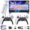 Wireless Retro Game Console Built-in 20000+ Games and 23 Emulators, 2025 New Plug & Play Retro Gaming Console with 4K Output & Dual 2.4G Controllers, Nostalgic Game Console Stick