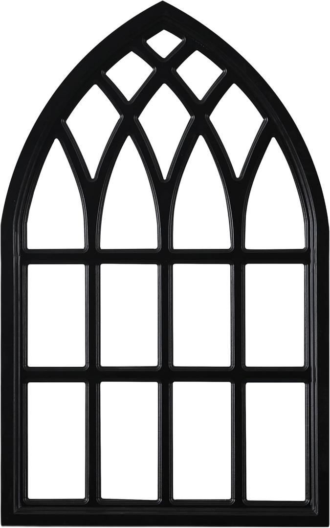 Sintosin Vintage Black Arched Window Frame Wall Decor 20 X 32 Inch, Hanging Wood Frame Rustic Cathedral Wall Decor for Living Room Bedroom Hallway Halloween Thanksgiving Christmas