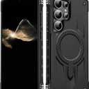 for Samsung Galxy S25 Ultra Case.Hard Phone Cover with Strong Magnetic Heavy Duty Protection.Reinforcement of The Four Corners.Anti-Slip Anti-Fingerprint (Black, S25 Ultra)