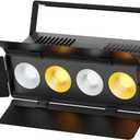 Stage Lights with Barn Doors, 4x50W LED Par Can Lights DMX512 Sound Activated, Cool White and Warm White COB Spotlights Uplights for Events Wedding Parties Concert Church Theater Stage