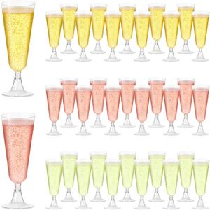 100 Pack Clear Plastic Champagne Flutes, 5 Oz Disposable Champagne Glasses, Unbreakable Acrylic Mimosa Glasses Wedding Cocktail Cups for Engagement Birthday Graduation Party Decorations Supplies