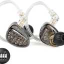 KZ ZA12 in Ear Monitor, 2DD+4BA Hybrid Wired Earbuds, KZ in Ear Monitor with 4-Level Tuning Switch Gaming Earbuds,Silver-Plated IEM Cable for Audiophile (No Microphone, Matte Black Tunable Version)