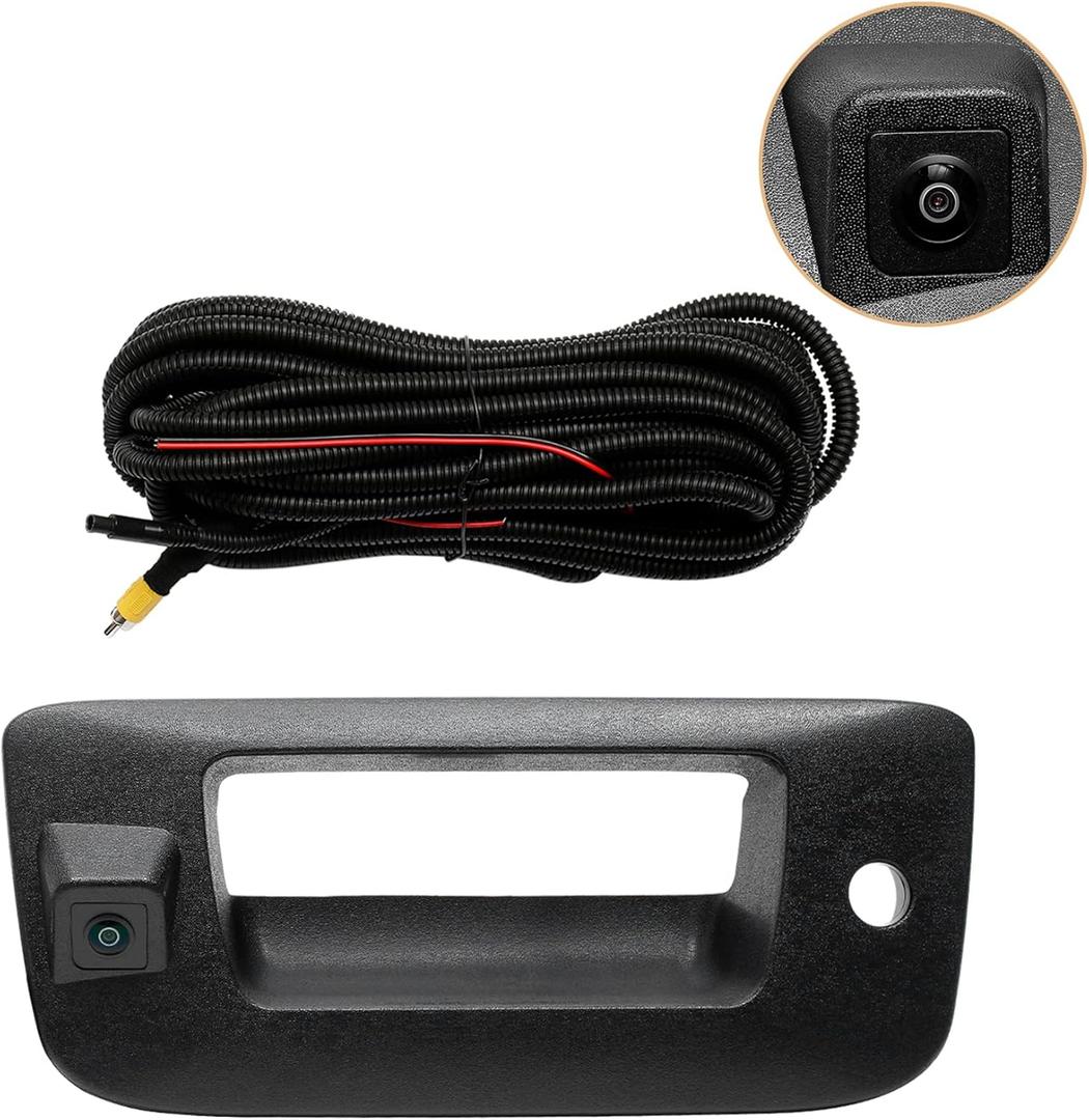 Back Up Camera, w/ Tailgate Handle, Compatible with 2007-2014 Chevy Silverado GMC Sierra 1500 2500 3500, w/ Keyhole, 170 Viewing Angle, Rear View Camera, Reverse Camera, Backup Camera Kit, Waterproof