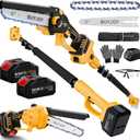 4-in-1 Pole Hedge Trimmer & Cordless Grass Shears,2×4.0 Ah Batteries & Included Charger,Dual Blade Design,Extension Tree Pruner,Bush Trimmer for Tree Trimming/Garden/Lawn