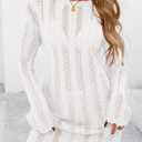 PRETTYGARDEN Women's Swimsuit Cover Up 2025 Summer Bathing Suit Swimwear Crochet Knit Dress Fashion Beach Vacation Clothes (White,Small) (White, S)